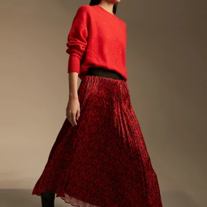 Lola Casademunt Vestidos Y Faldas<Falda plisada monograma ROJO-NEGRO