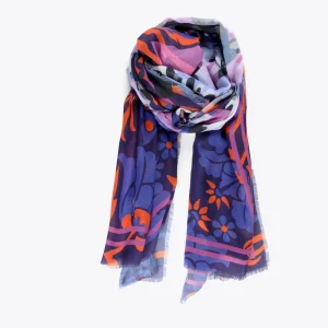 Lola Casademunt Accesorios<Foulard cara leopardo LILA-AZUL