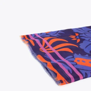 Lola Casademunt Accesorios<Foulard cara leopardo LILA-AZUL