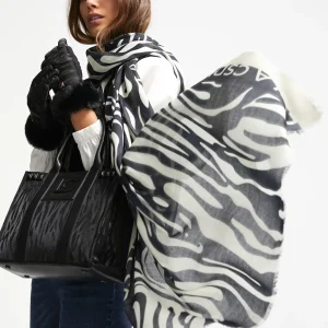 Lola Casademunt Animal Print | Bufandas Y Pañuelos<Fular logo y estampado zebra NEGRO-CRUDO
