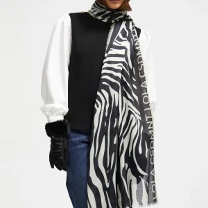 Lola Casademunt Animal Print | Bufandas Y Pañuelos<Fular logo y estampado zebra NEGRO-CRUDO