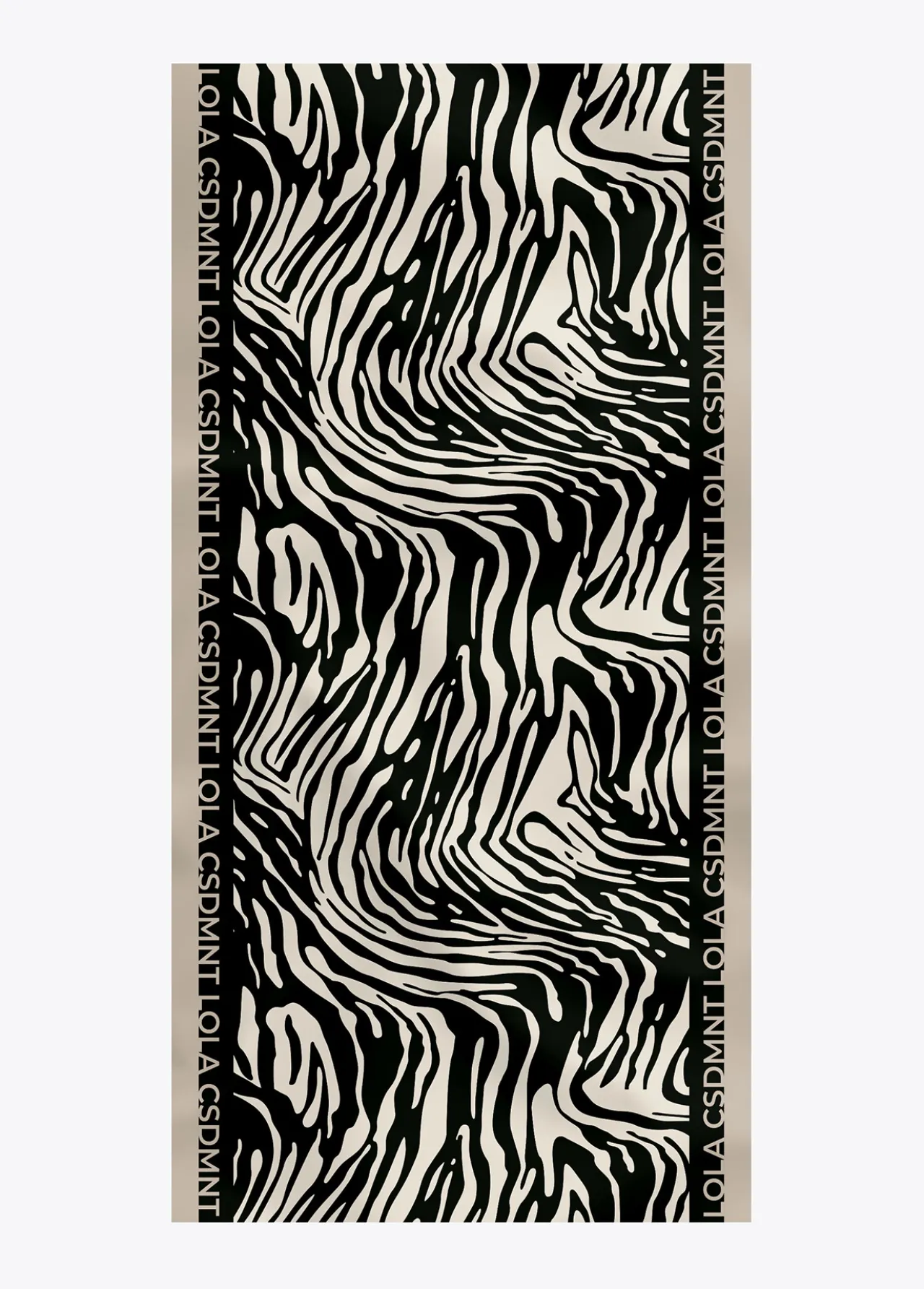 fular_logo_y_estampado_zebra_3.webp Lola Casademunt Animal Print | Bufandas Y Pañuelos<Fular logo y estampado zebra NEGRO-CRUDO