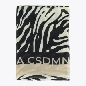 Lola Casademunt Animal Print | Bufandas Y Pañuelos<Fular logo y estampado zebra NEGRO-CRUDO