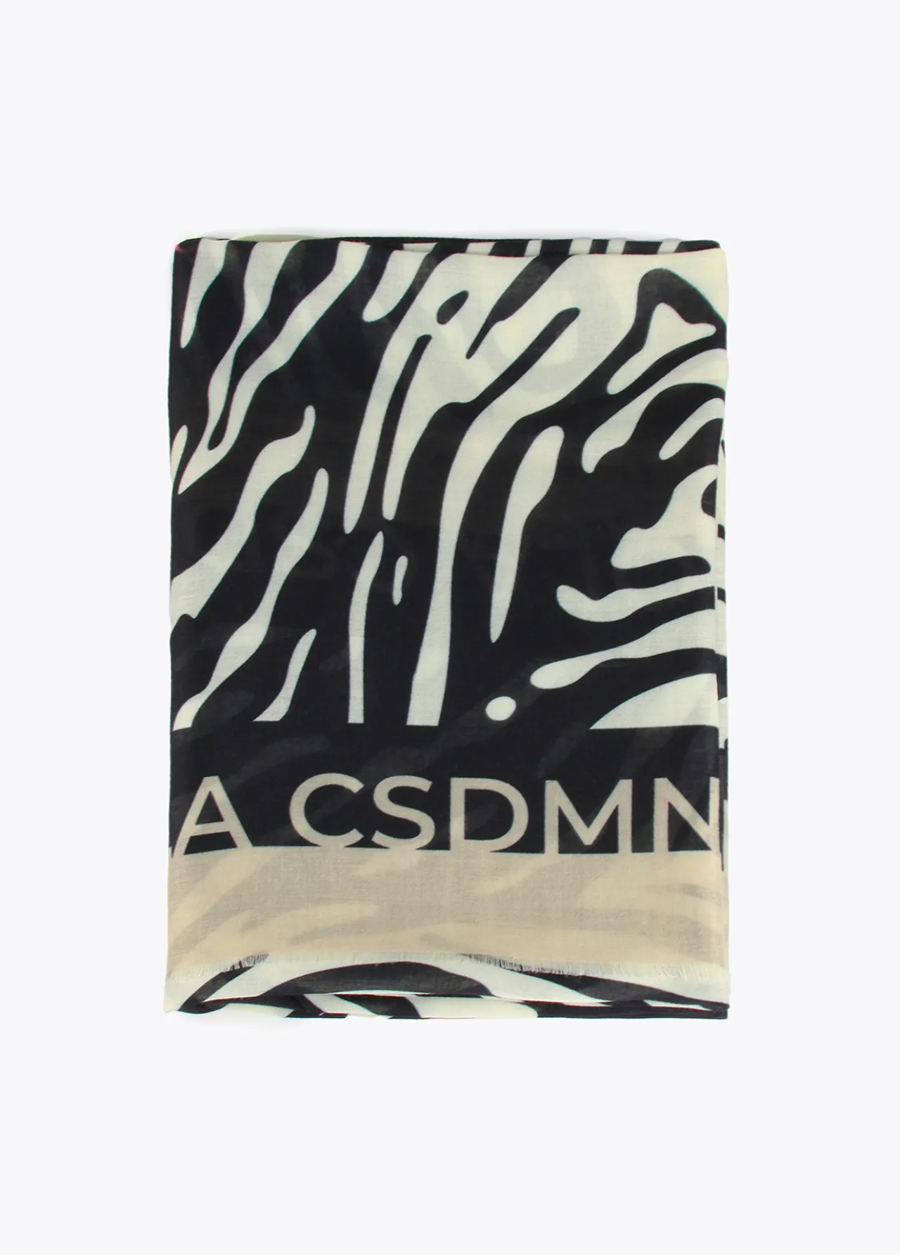fular_logo_y_estampado_zebra_4.webp Lola Casademunt Animal Print | Bufandas Y Pañuelos<Fular logo y estampado zebra NEGRO-CRUDO