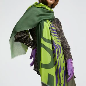 Lola Casademunt Animal Print | Bufandas Y Pañuelos<Fular maxi logo y animal NEGRO-VERDE
