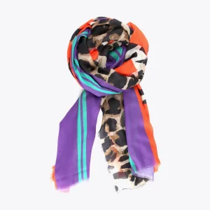 Lola Casademunt Accesorios<Fulard leopardo y letras zebra NARANJA-LILA