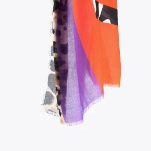 Lola Casademunt Accesorios<Fulard leopardo y letras zebra NARANJA-LILA