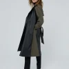 Lola Casademunt Chaquetas Y Gabardinas<Gabardina combinada efecto piel NEGRO-VERDE