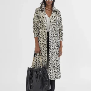 Lola Casademunt Chaquetas Y Gabardinas | Abrigos Y Cazadoras<Gabardina efecto serpiente NEGRO-MARRON