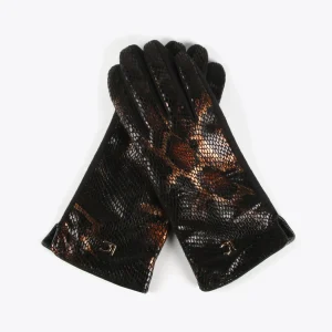 Lola Casademunt Animal Print | Gorros Sombreros Y Guantes<Guantes animal print metalizado MARRON-NEGRO