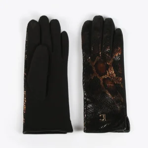 Lola Casademunt Animal Print | Gorros Sombreros Y Guantes<Guantes animal print metalizado MARRON-NEGRO