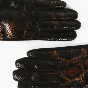 Lola Casademunt Animal Print | Gorros Sombreros Y Guantes<Guantes animal print metalizado MARRON-NEGRO
