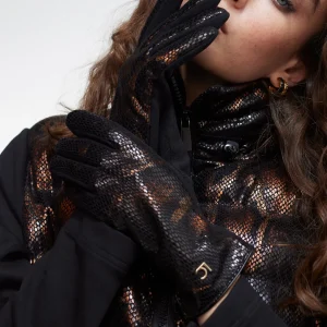 Lola Casademunt Animal Print | Gorros Sombreros Y Guantes<Guantes animal print metalizado MARRON-NEGRO