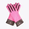 Lola Casademunt Gorros Sombreros Y Guantes<Guantes efecto piel tricolor ROSA-ROJO