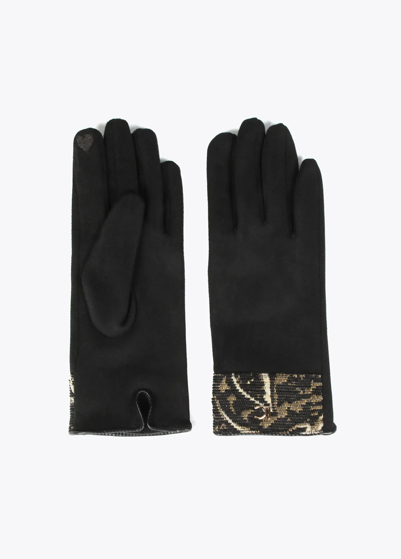 guantes_tejido_jacquard_2.webp Lola Casademunt Animal Print | Gorros Sombreros Y Guantes<Guantes tejido jacquard NEGRO-METAL