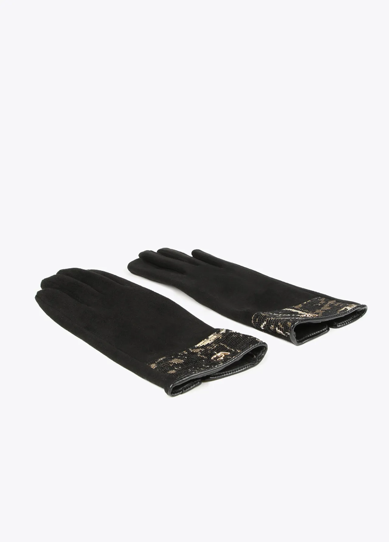 guantes_tejido_jacquard_4.webp Lola Casademunt Animal Print | Gorros Sombreros Y Guantes<Guantes tejido jacquard NEGRO-METAL