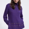 Lola Casademunt Punto<Jersey cuello alto con tachas NEGRO
