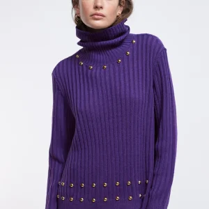 Lola Casademunt Punto<Jersey cuello alto con tachas NEGRO