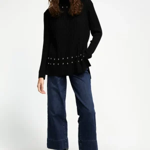 Lola Casademunt Punto<Jersey cuello alto con tachas NEGRO