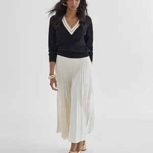 Lola Casademunt Punto<Jersey cuello pico NEGRO-CRUDO
