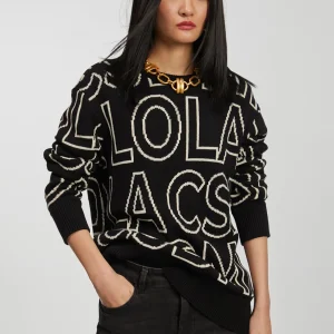 Lola Casademunt Punto<Jersey de punto letras NEGRO-BLANCO