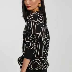 Lola Casademunt Punto<Jersey de punto letras NEGRO-BLANCO