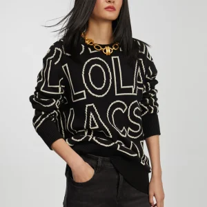 Lola Casademunt Punto<Jersey de punto letras NEGRO-BLANCO