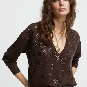 Lola Casademunt Punto<Jersey detalle lentejuelas COBRE