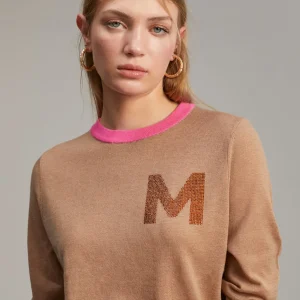 Lola Casademunt Punto<Jersey detalle strass CAMEL