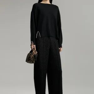 Lola Casademunt Punto<Jersey detalles joya NEGRO