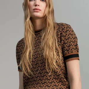 Lola Casademunt Punto<Jersey monograma bicolor MARRON-NEGRO