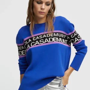 Lola Casademunt Punto<Jersey punto logo VERDE-NEGRO