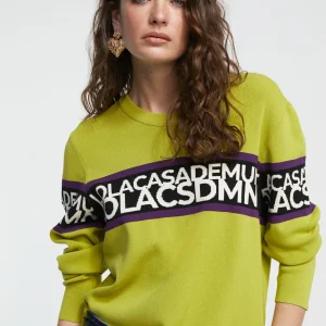 Lola Casademunt Punto<Jersey punto logo VERDE-NEGRO