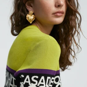 Lola Casademunt Punto<Jersey punto logo VERDE-NEGRO