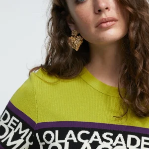 Lola Casademunt Punto<Jersey punto logo VERDE-NEGRO