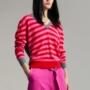 Lola Casademunt Punto<Jersey rayas bicolor ROSA-ROJO