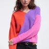 Lola Casademunt Punto<Jersey tricolor ROSA-NARANJA