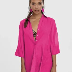 Lola Casademunt Camisas Y Blusas | Baño<Kaftan corto kimono FUCSIA