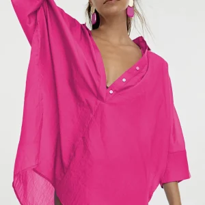 Lola Casademunt Camisas Y Blusas | Baño<Kaftan corto kimono FUCSIA