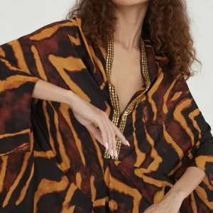 Lola Casademunt Baño<Kimono estampado en cebra NEGRO-MARRON