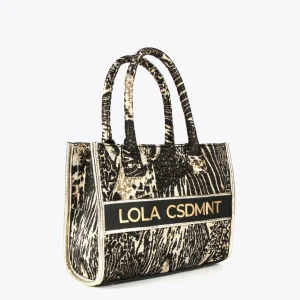 Lola Casademunt Animal Print | Bolsos Shopper<Mini shopper jacquard NEGRO-METAL