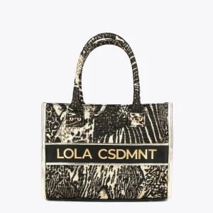 Lola Casademunt Animal Print | Bolsos Shopper<Mini shopper jacquard NEGRO-METAL