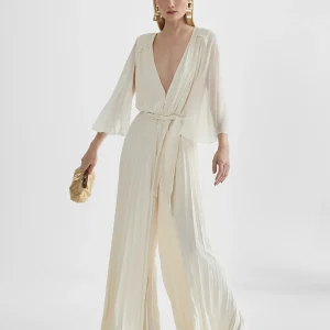 Lola Casademunt Vestidos Y Faldas<Mono plisado mangas capa CRUDO