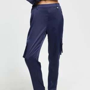 Lola Casademunt Pantalones<Pantalón cargo satinado AZULNOCHE