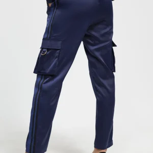 Lola Casademunt Pantalones<Pantalón cargo satinado AZULNOCHE