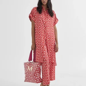 Lola Casademunt Pantalones<Pantalón cropped monograma ROJO