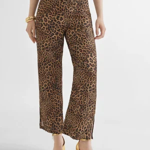 Lola Casademunt Pantalones<Pantalón culotte animal print MARRON-NEGRO