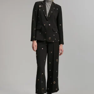 Lola Casademunt Pantalones<Pantalón detalle eyelets NEGRO