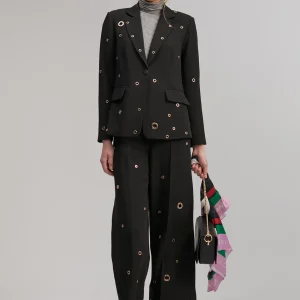 Lola Casademunt Pantalones<Pantalón detalle eyelets NEGRO