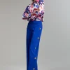 Lola Casademunt Pantalones<Pantalón detalle snaps AZULMEDIO